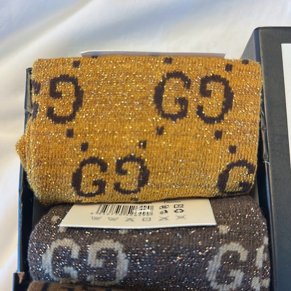Gucci Socks in Brown, Black/Silver, Red, Green, and Gold - Picture 6 of 6